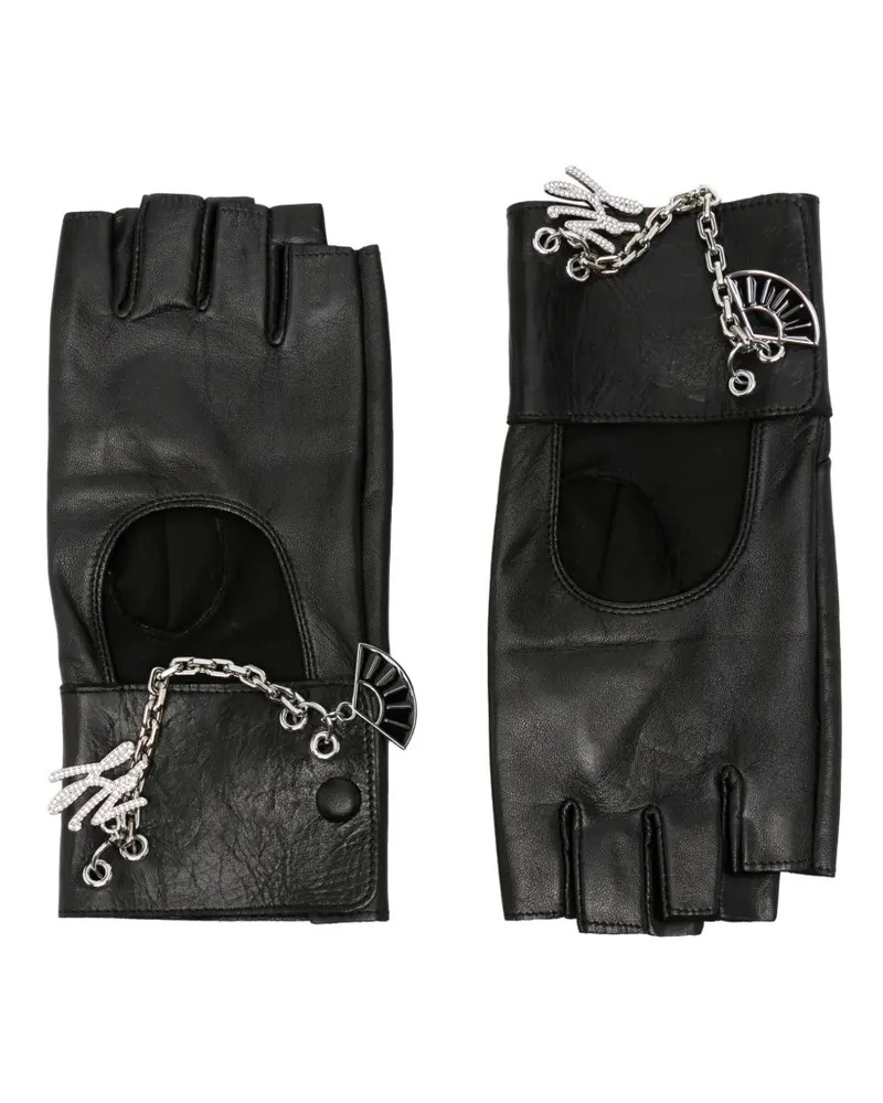 Karl Lagerfeld Fingerlose Handschuhe mit Anhänger - Schwarz Schwarz