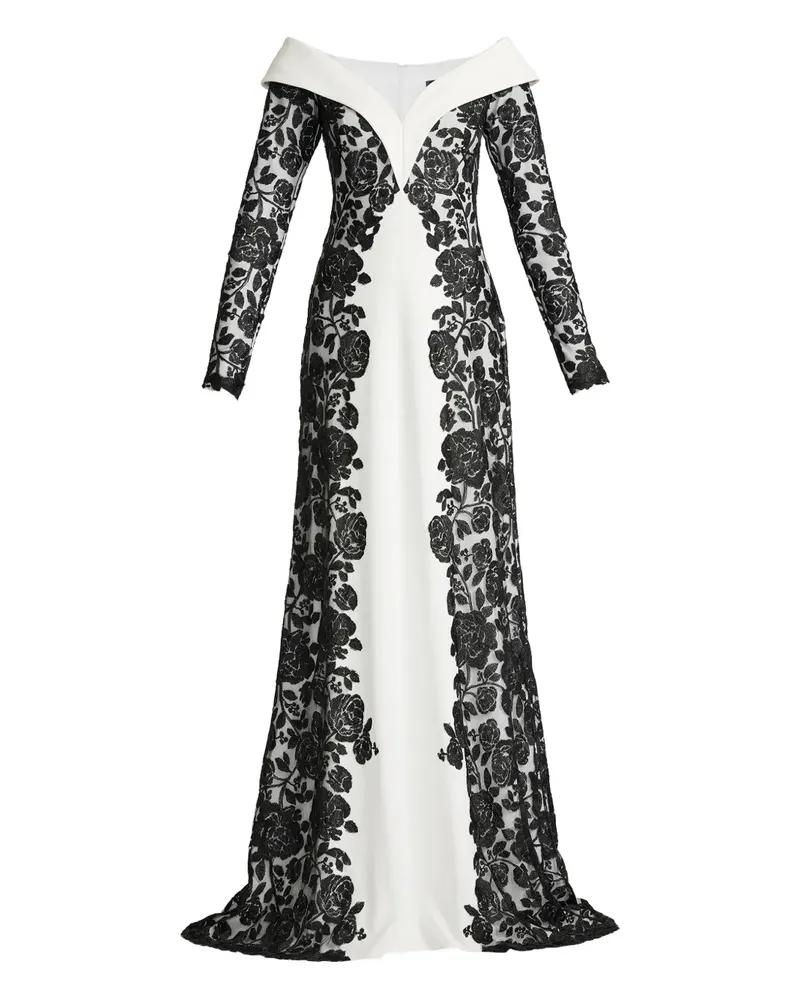 Tadashi Shoji Maxikleid aus Blumenspitze - Weiß Weiß