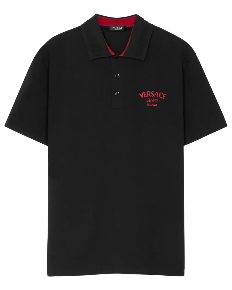 Versace Poloshirt mit Logo-Stickerei - Schwarz Schwarz