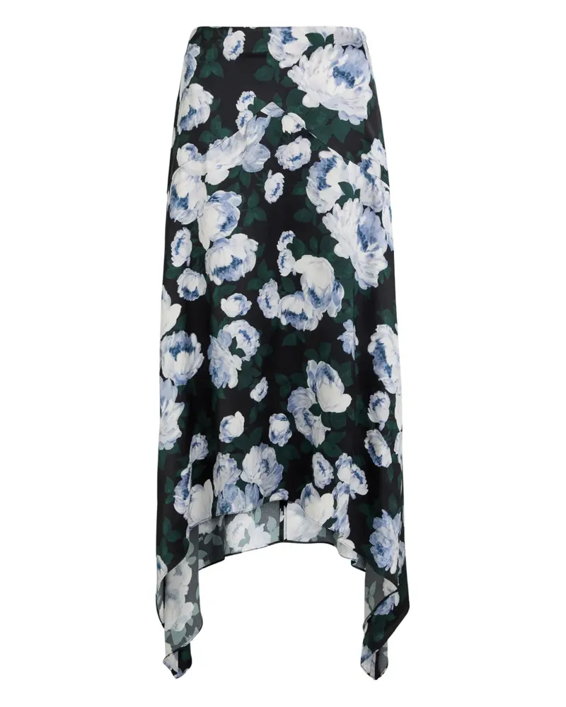 Stella McCartney Asymmetrischer Rock mit Blumenmuster - Schwarz Schwarz