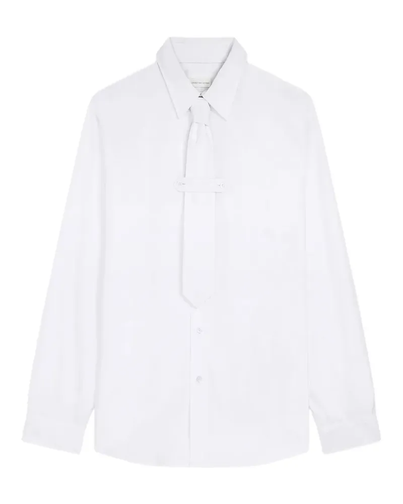 Dries van Noten Klassisches Baumwollhemd mit Krawatte - Weiß Weiß