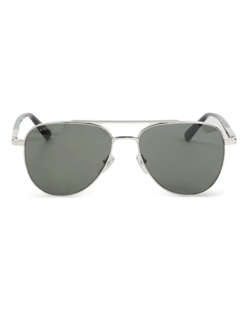 Gucci double-bridge pilot-frame sunglasses - Silber Silber