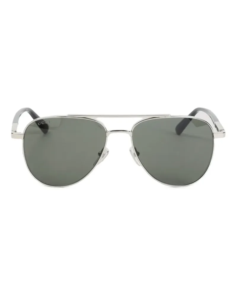 Gucci double-bridge pilot-frame sunglasses - Silber Silber