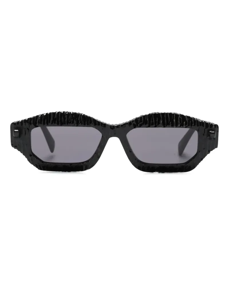 KUBORAUM Q6 Sonnenbrille mit geometrischem Gestell - Schwarz Schwarz