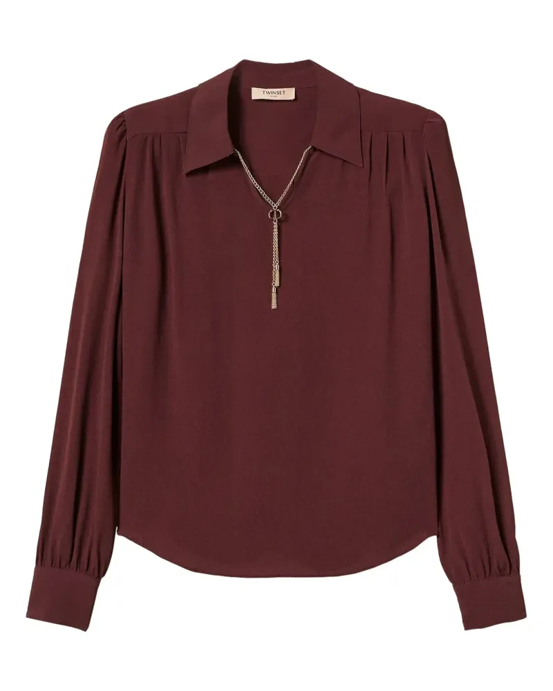 Twin-Set Geraffte Bluse mit Zierkette - Rot Rot