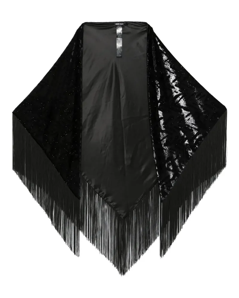 Giorgio Armani Schal mit Fransen - Schwarz Schwarz