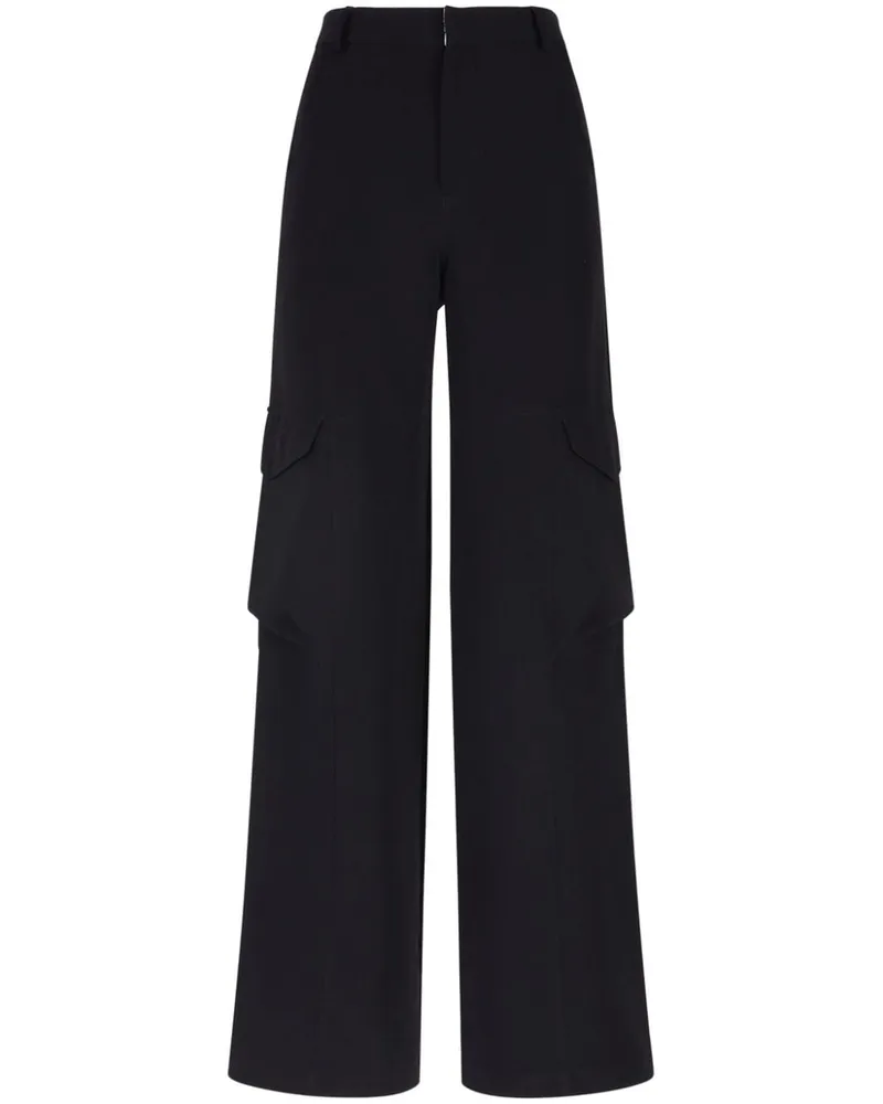 GCDS Hoch sitzende Gabardine-Cargohose - Schwarz Schwarz