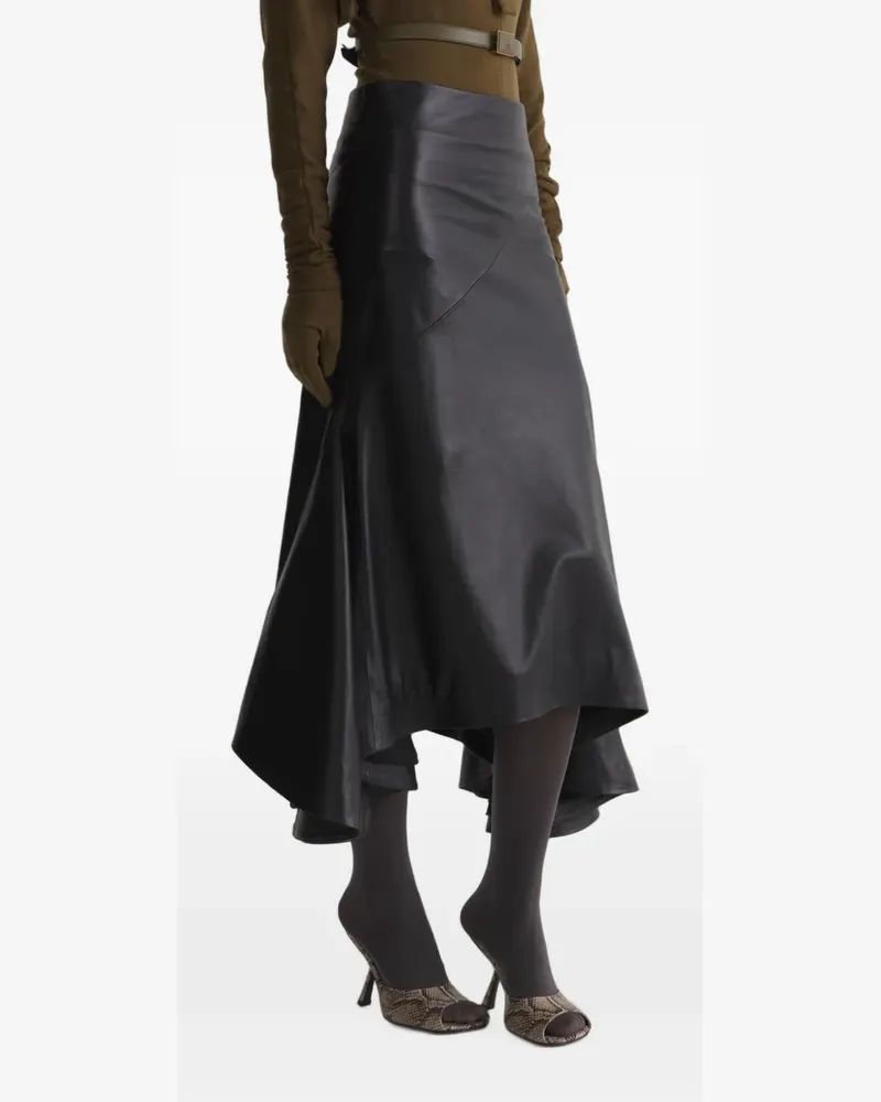 Thierry Mugler Asymmetrischer Meerjungfrauen-Lederrock - Schwarz Schwarz
