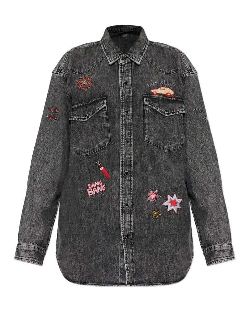 Mother The Exes and Ohs Jeanshemd mit Stickerei - Grau Grau