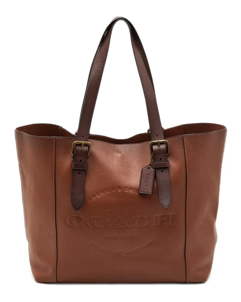 Coach logo-embossed grained leather tote bag - Braun Braun