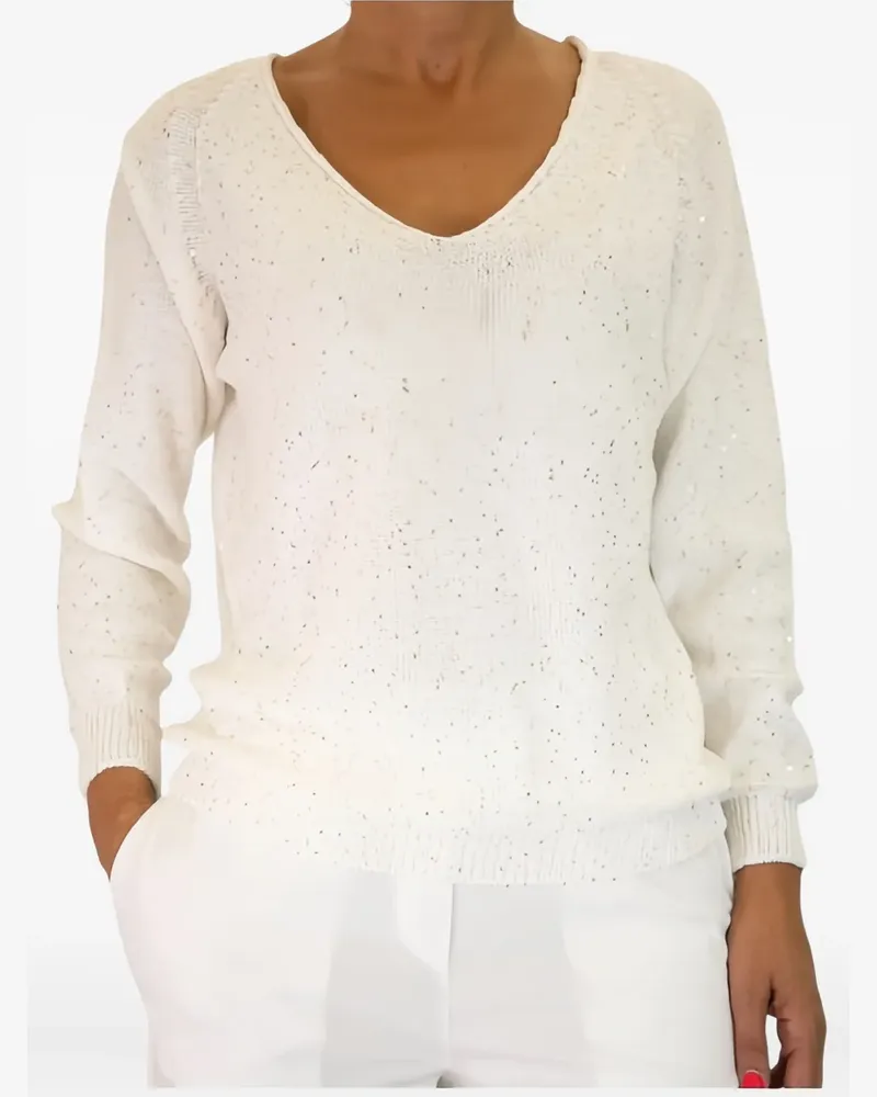 Gran Sasso Verzierter Pullover mit V-Ausschnitt - Nude Nude