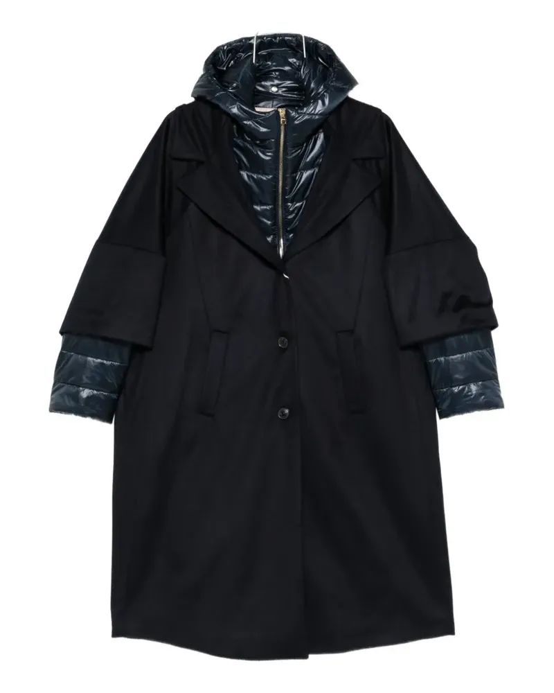 Herno layered-hood notched-lapel coat - Blau Blau