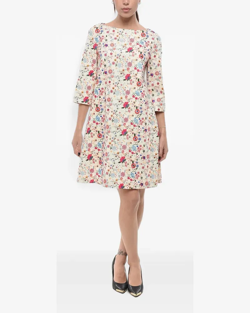 Inès de la Fressange embroidered floral-print mini dress - Nude Nude