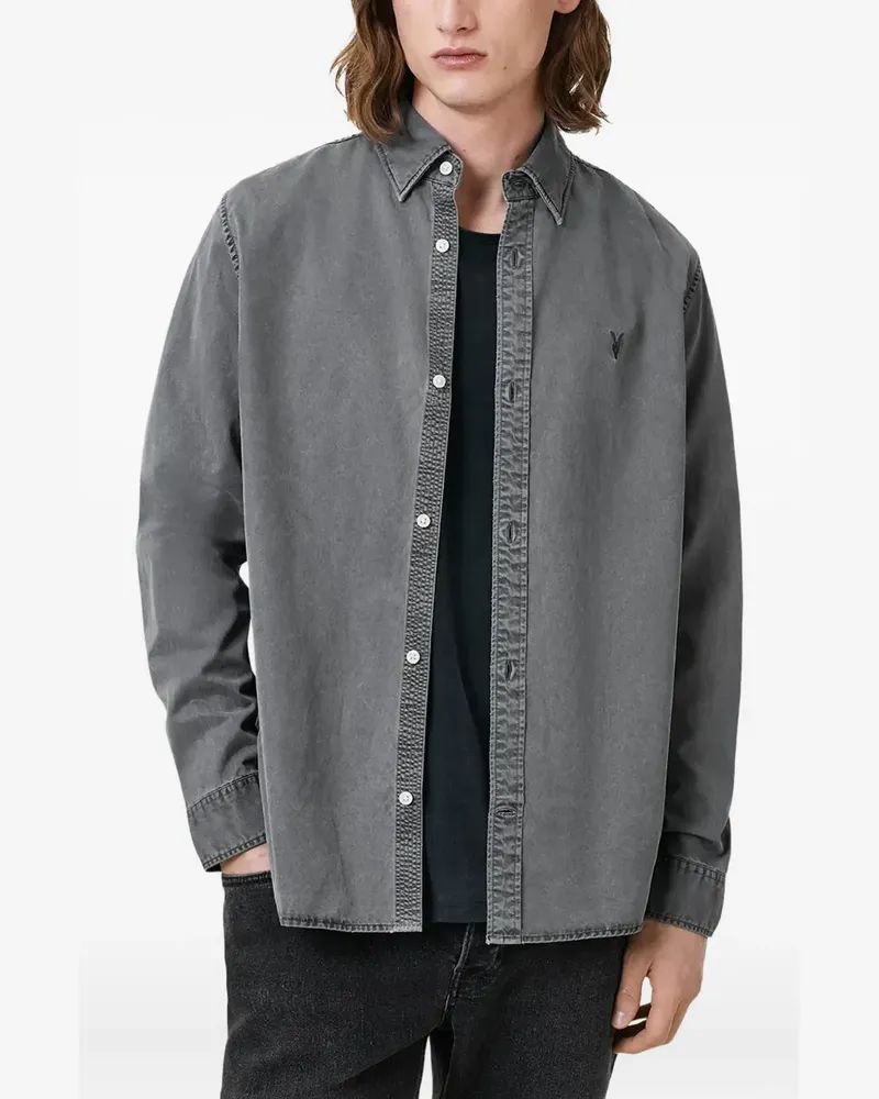AllSaints Bodhi Hemd mit Logo-Stickerei - Grau Grau