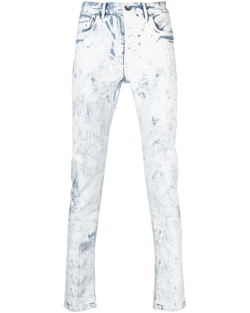 PURPLE BRAND Cracked White Over Light Skinny-Jeans Weiß