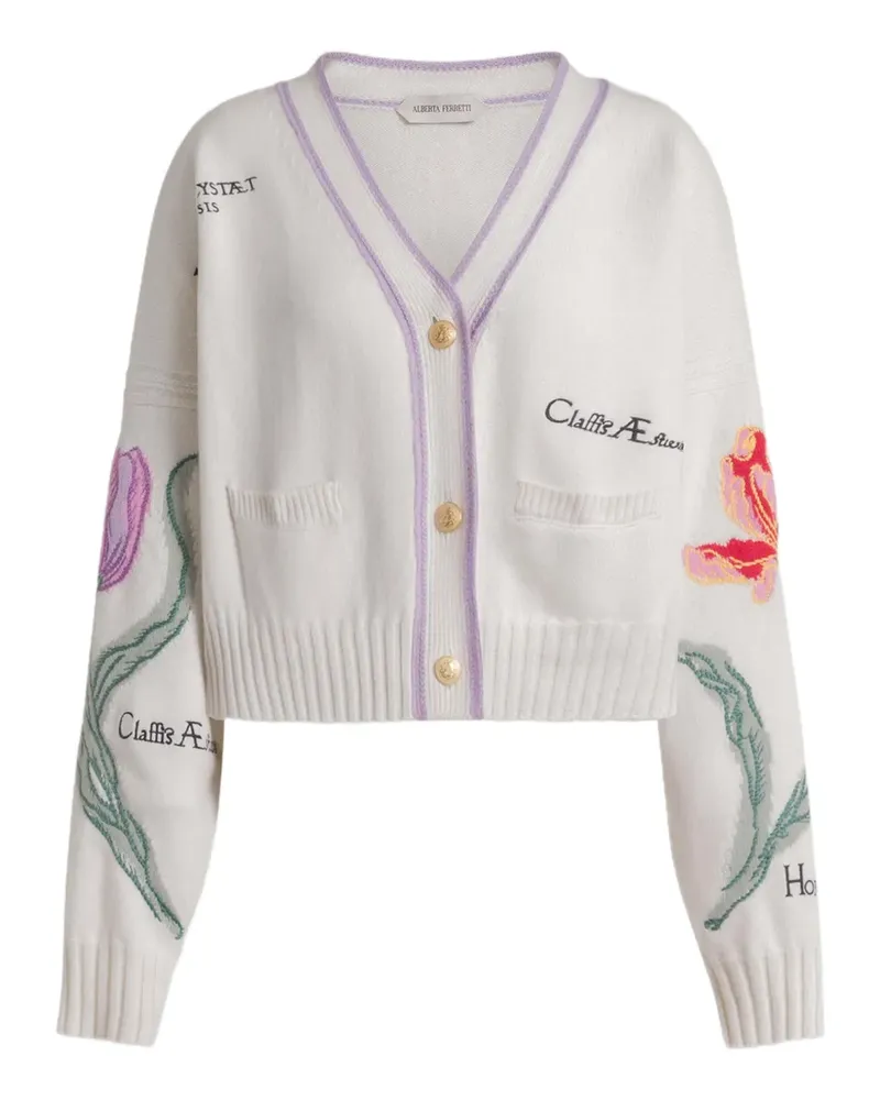 Alberta Ferretti Cardigan mit Blumenstickerei - Nude Nude