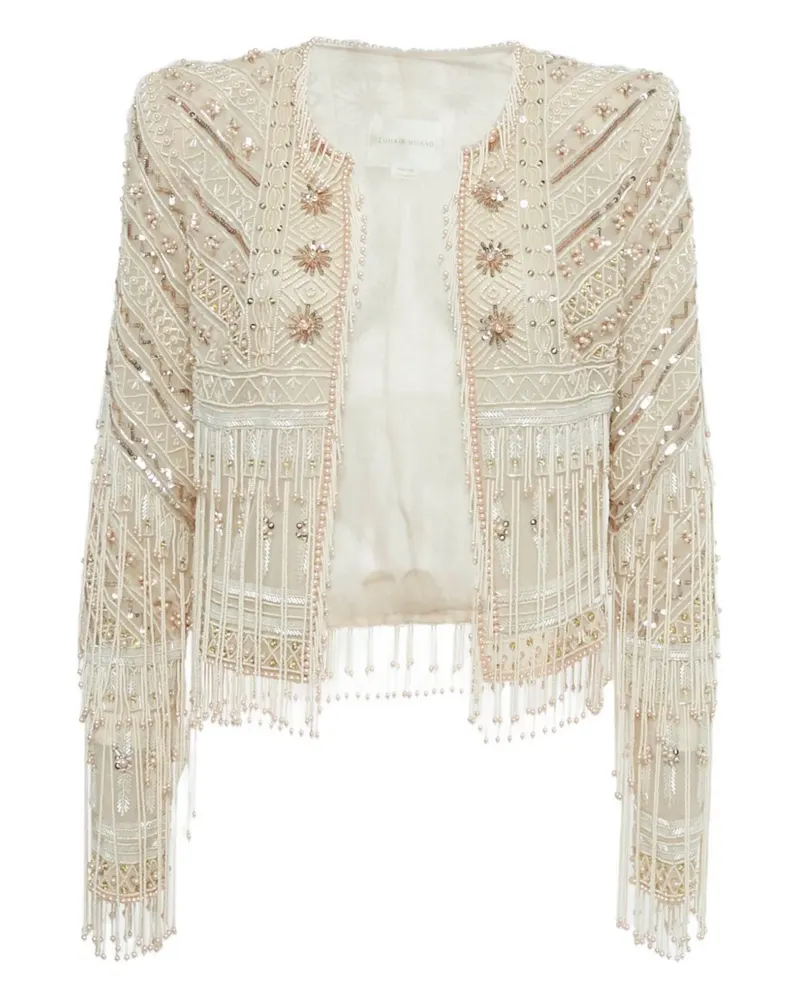 Zuhair Murad embellished fringed jacket - Nude Nude