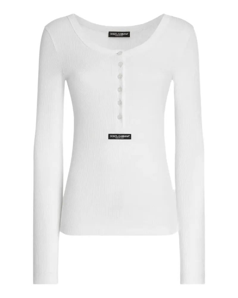 Dolce & Gabbana ribbed cotton serafino T-shirt - Weiß Weiß