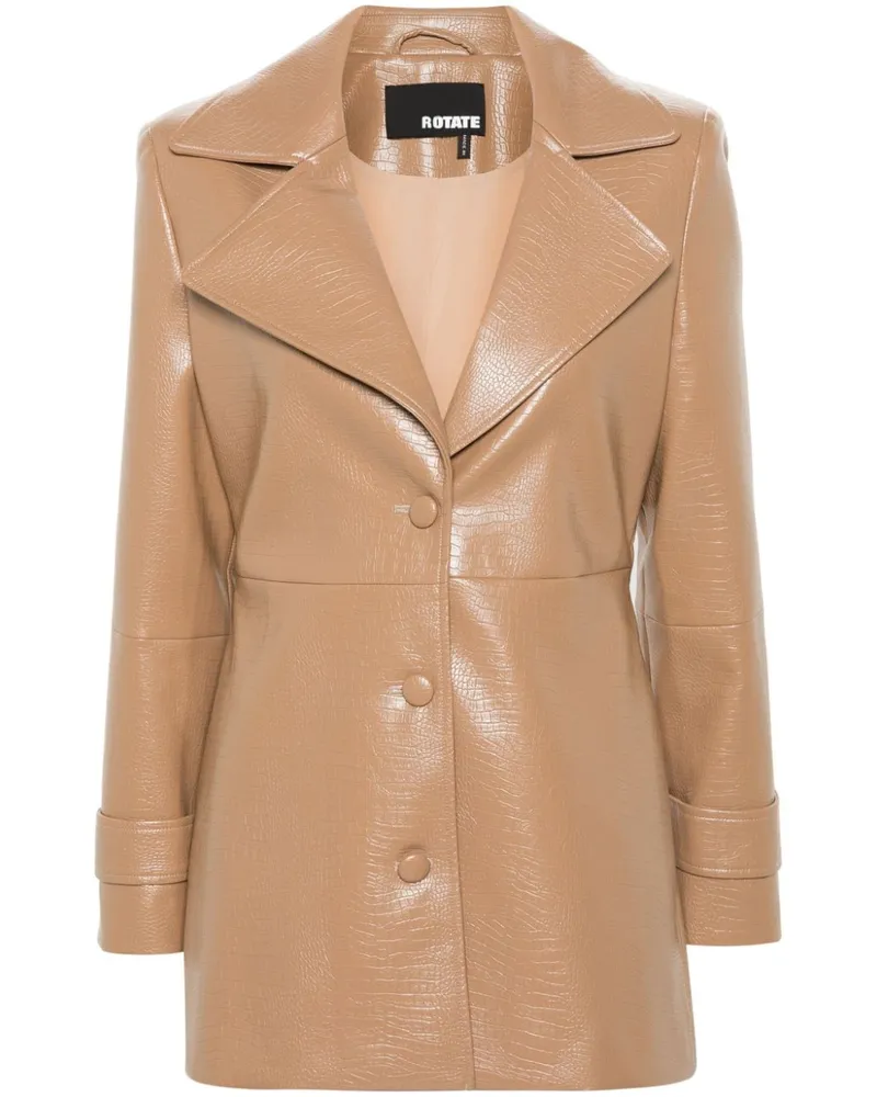 ROTATE Birger Christensen Einreihiger Blazer in Kroko-Optik Nude