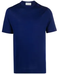 John Smedley Gestricktes T-Shirt Blau