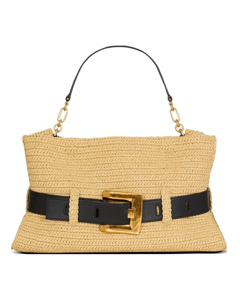 Balmain medium Anthem bag in smooth leather and crochet - Nude Nude