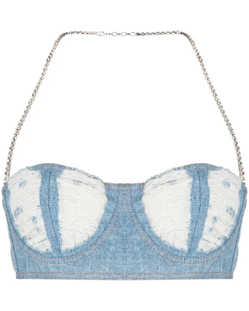 GCDS Geripptes Cropped-Top - Blau Blau
