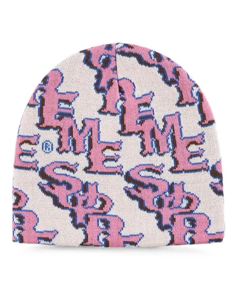 Supreme Being Slanted Gothic monogram-pattern beanie hat - Nude Nude