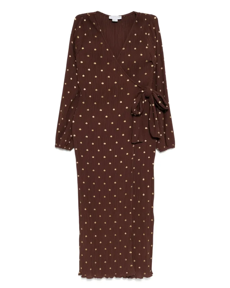 Never Fully Dressed Plissiertes Wickelkleid - Braun Braun