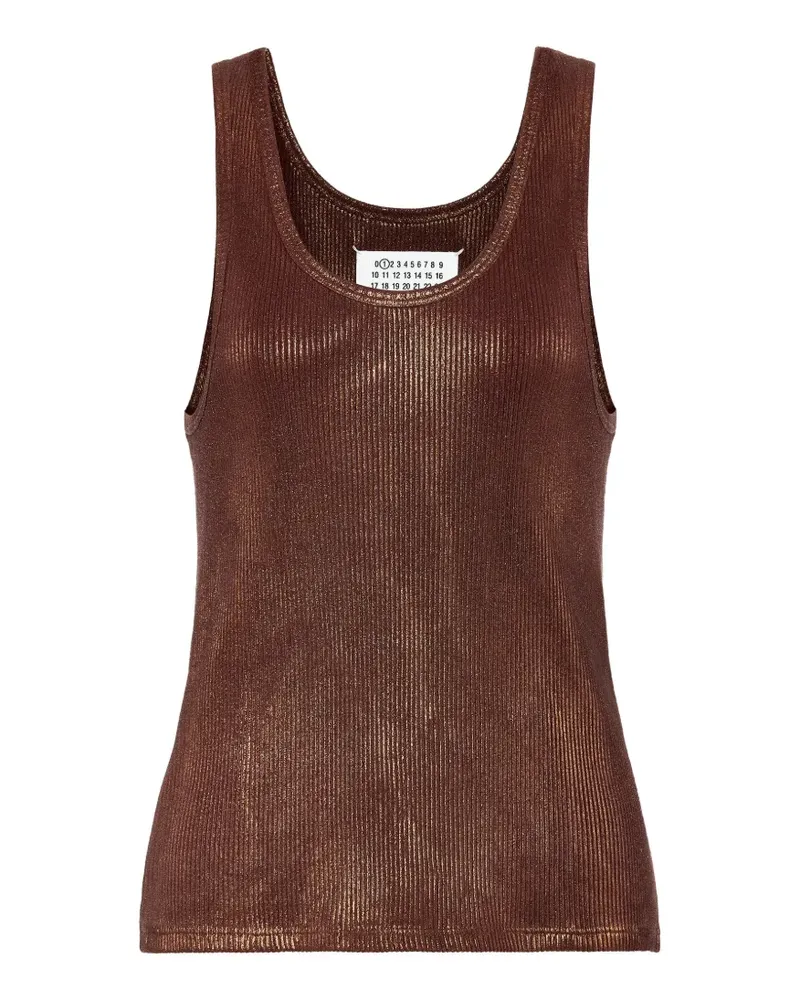 Maison Margiela Geripptes Tanktop mit Folien - Braun Braun