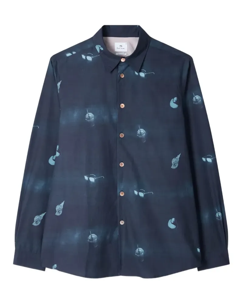 Paul Smith Sunbleached Snaps Popeline-Hemd - Blau Blau