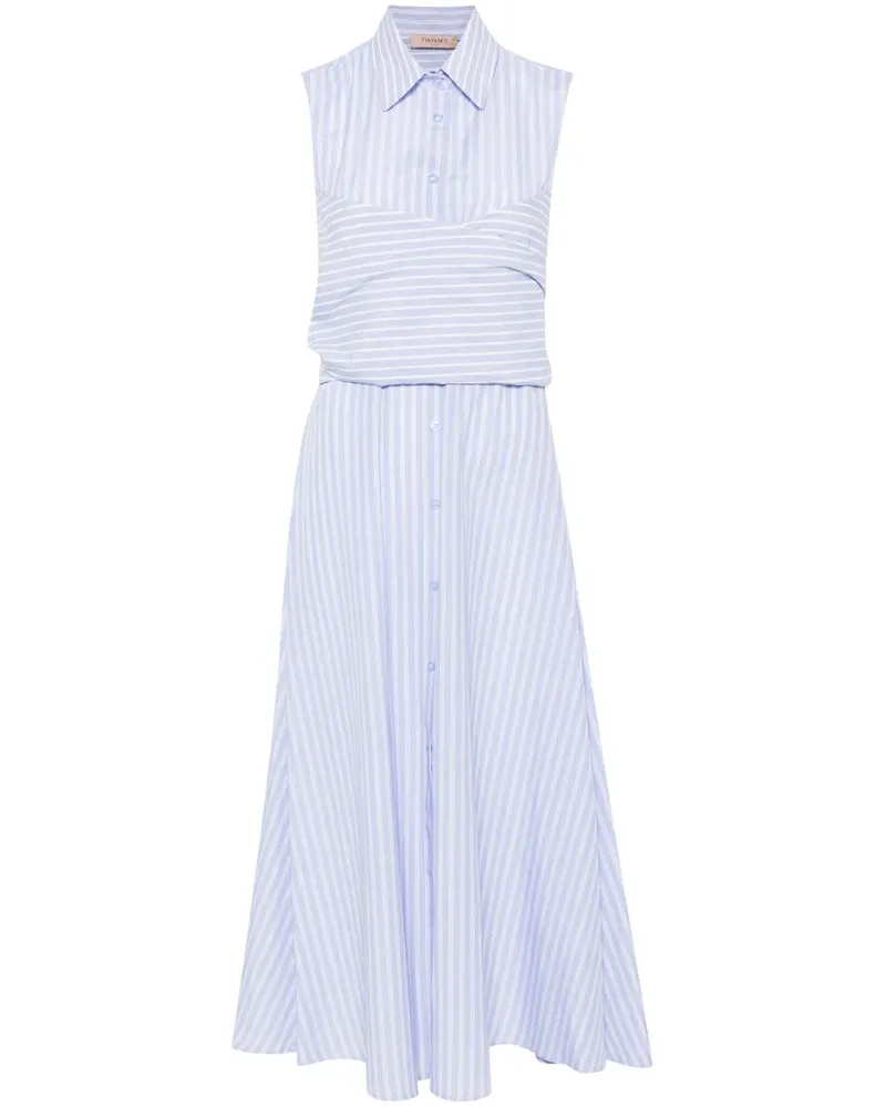 Twin-Set Gestreiftes Midikleid - Blau Blau