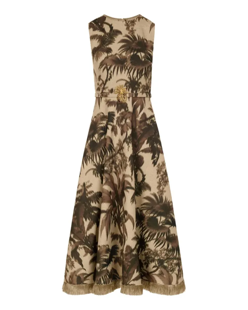 Oscar de la Renta Chiné palm leaves dress - Nude Nude
