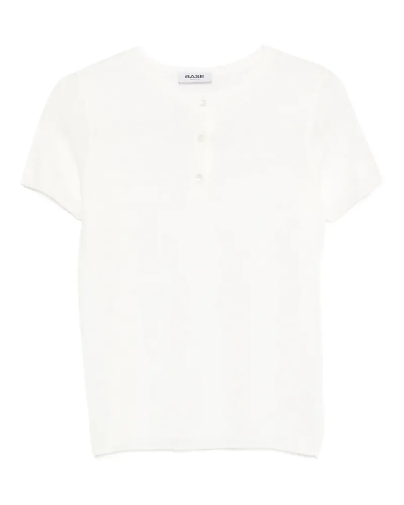 BASE Milano T-Shirt mit Knöpfen - Weiß Weiß