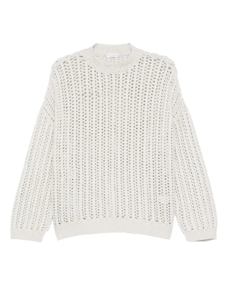Brunello Cucinelli Pullover mit Lochstrickmuster - Weiß Weiß