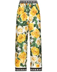 Dolce & Gabbana Yellow Rose Pyjama-Hose aus Seide Gelb