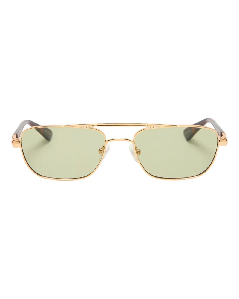 Le Specs Le mini rectangle-frame sunglasses - Gold Gold