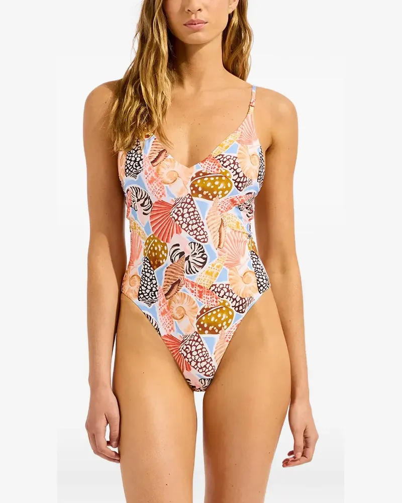 Seafolly Australia shell-print swimsuit - Blau Blau