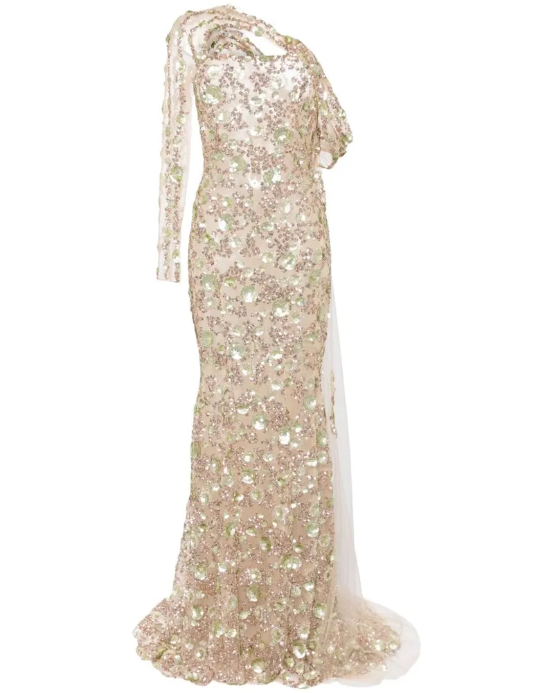 Saiid Kobeisy One-Shoulder-Robe mit Perlen - Nude Nude