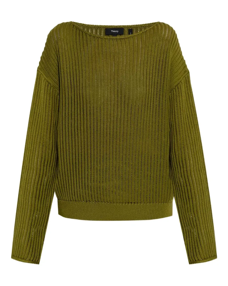 Theory Gerippter Pullover aus Pima-Baumwolle - Grün Grün