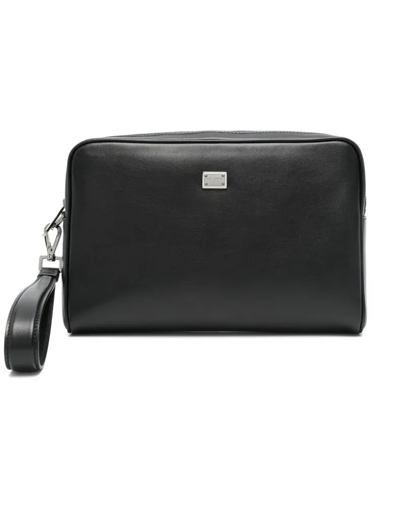 Dolce & Gabbana Clutch mit Logo-Schild - Schwarz Schwarz