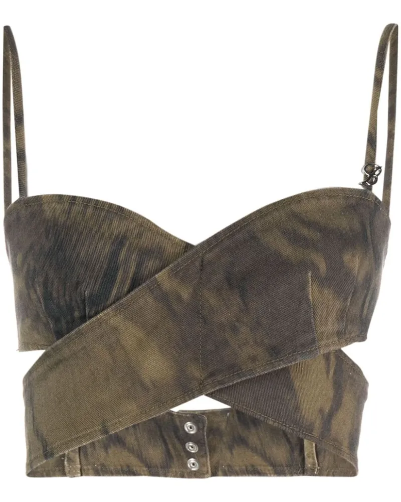 Blumarine Cropped-Oberteil mit Batikmuster - Grün Grün