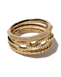 David Yurman 18kt 'Stax' Gelbgoldring mit Diamanten Gold