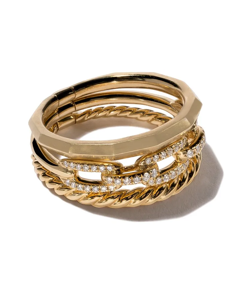 David Yurman 18kt Stax Three Row Gelbgoldring