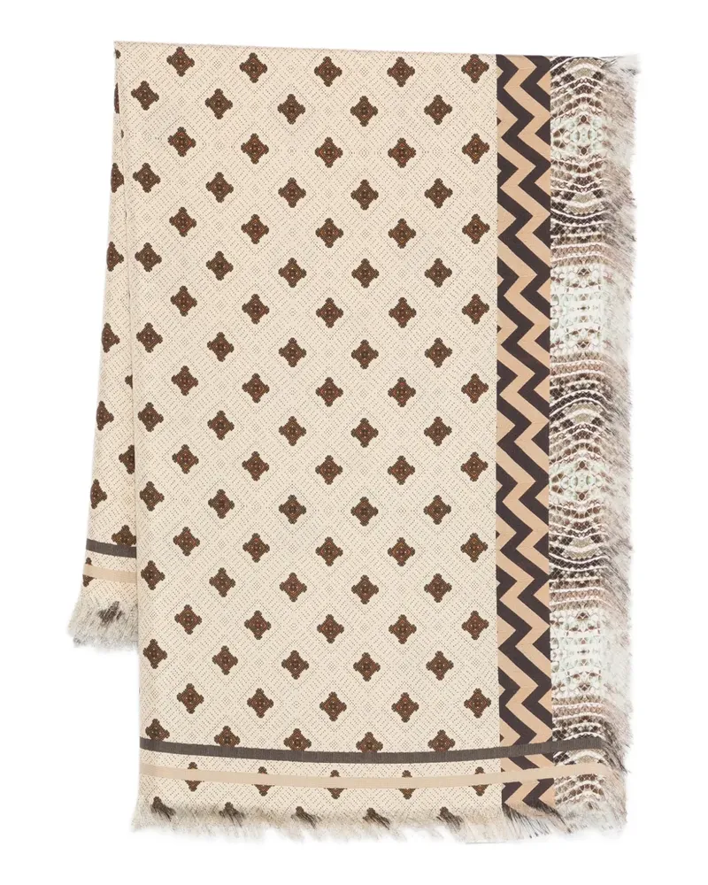 Pierre-Louis Mascia Aloeuw fringe-edge silk scarf - Nude Nude