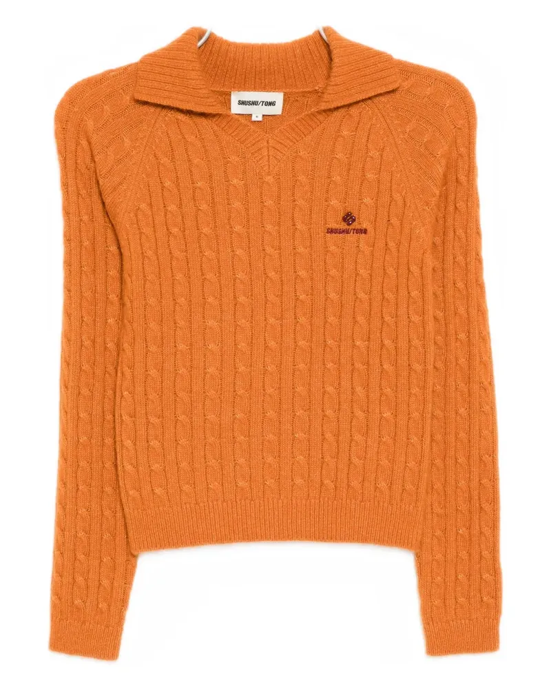 SHUSHU/TONG Top mit Logo-Stickerei - Orange Orange