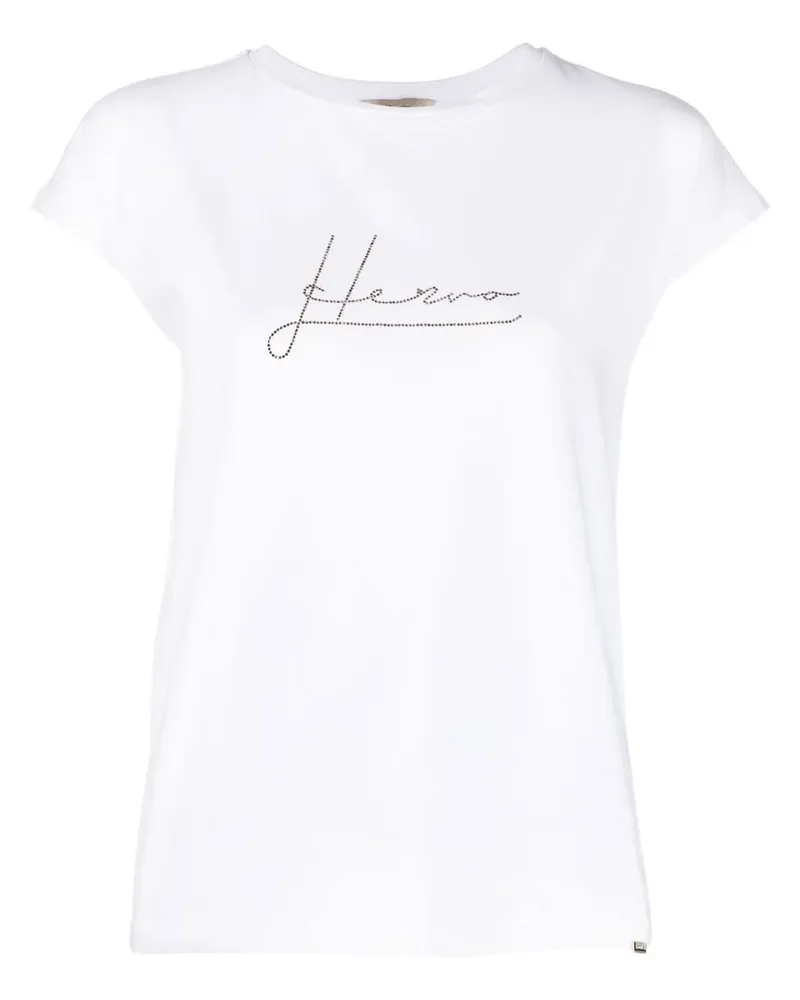 Herno T-Shirt mit Kristall-Logo - Weiß Weiß