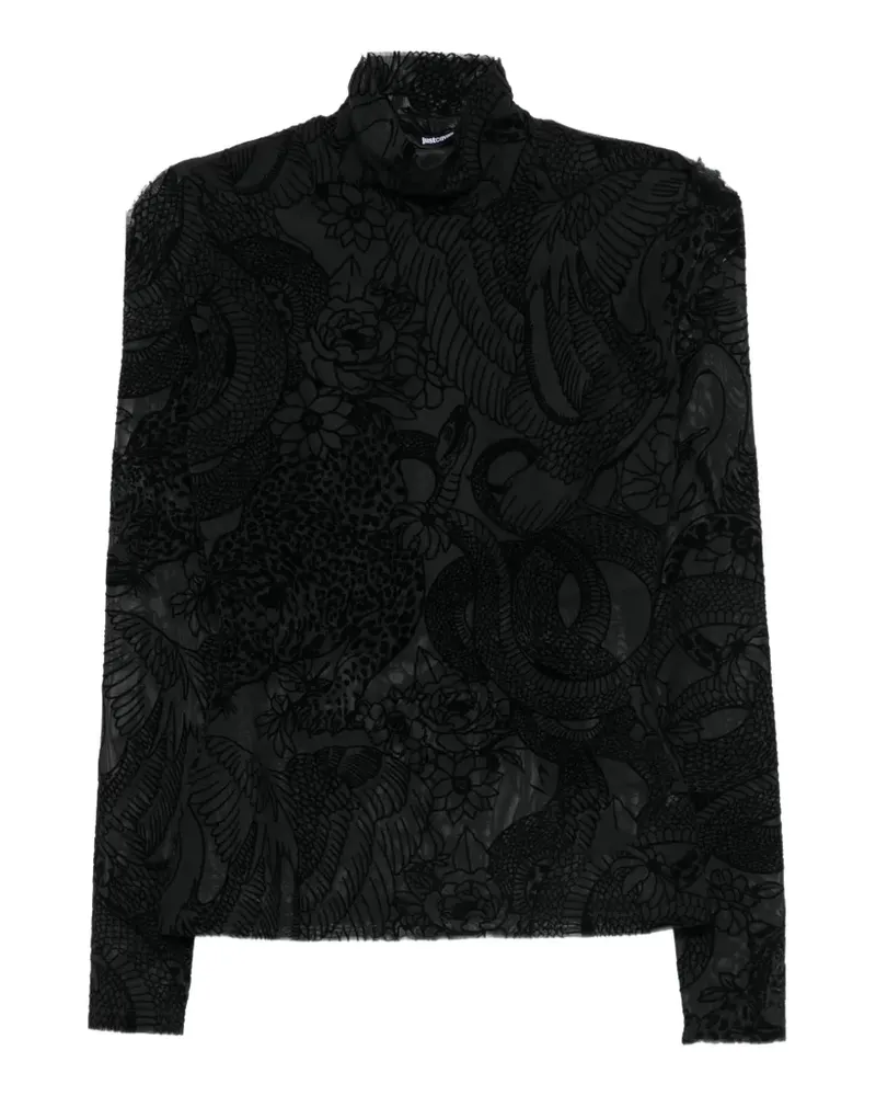 Just Cavalli T-Shirt mit Animal-Muster - Schwarz Schwarz
