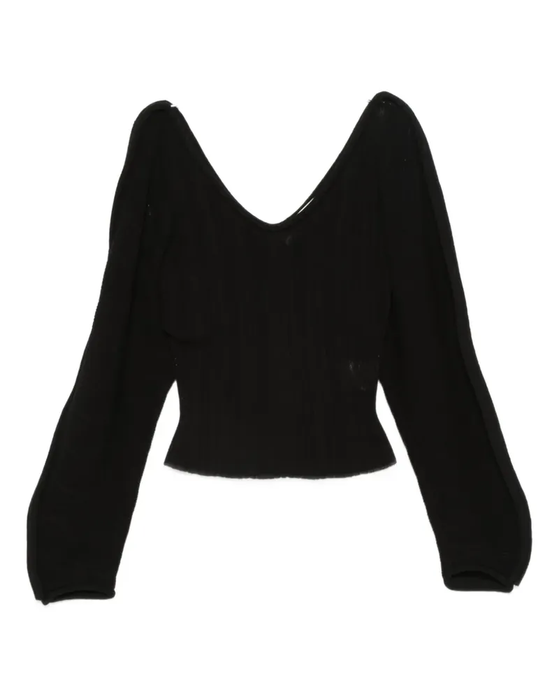 Séfr Anguille raglan v-neck sweater - Schwarz Schwarz