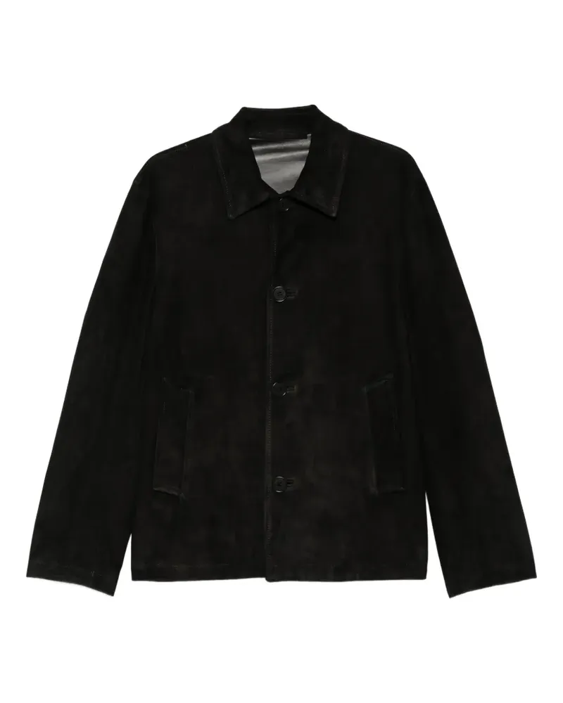 Salvatore Santoro buttoned suede shirt - Schwarz Schwarz