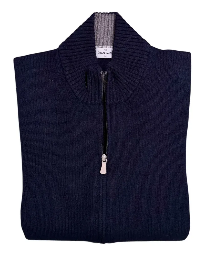 Gran Sasso Pullover mit Reißverschluss und geripptem Kragen - Blau Blau
